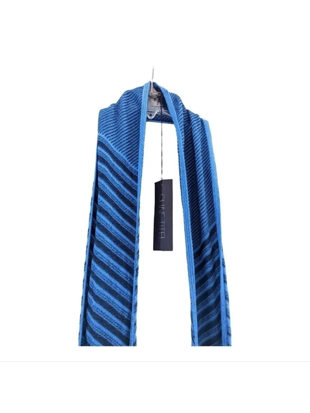 NEW Ohne Titel Blue Striped Knit Accent Scarf Designer Luxury